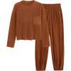 imagePRETTYGARDEN Womens Winter 2 Piece Sweater Set Casual Pullover Top High Waisted Sweatpants Tracksuit Lounge OutfitsBrown