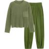 imagePRETTYGARDEN Womens Winter 2 Piece Sweater Set Casual Pullover Top High Waisted Sweatpants Tracksuit Lounge OutfitsGrass Green
