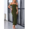 imagePRETTYGARDEN Womens 2025 Summer Off The Shoulder Dress Ruched Bodycon Sleeveless Split Cocktail Party Maxi DressesArmy Green