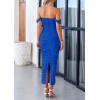 imagePRETTYGARDEN Womens 2025 Summer Off The Shoulder Dress Ruched Bodycon Sleeveless Split Cocktail Party Maxi DressesBlue