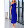 imagePRETTYGARDEN Womens 2025 Summer Off The Shoulder Dress Ruched Bodycon Sleeveless Split Cocktail Party Maxi DressesBright Blue