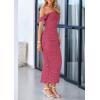 imagePRETTYGARDEN Womens 2025 Summer Off The Shoulder Dress Ruched Bodycon Sleeveless Split Cocktail Party Maxi DressesDark Pink