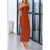 imagePRETTYGARDEN Womens 2025 Summer Off The Shoulder Dress Ruched Bodycon Sleeveless Split Cocktail Party Maxi DressesRust Red