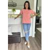 imagePRETTYGARDEN Womens Short Sleeve Casual T Shirts Summer Ruffle Plain Round Neck Loose Fit Tee Blouse TopsCoral Pink