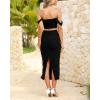 imagePRETTYGARDEN Women Sexy Two Piece Outfits Summer Off Shoulder Ruched Bodycon Mesh Cocktail Club Skirt Sets 2025Black