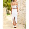 imagePRETTYGARDEN Women Sexy Two Piece Outfits Summer Off Shoulder Ruched Bodycon Mesh Cocktail Club Skirt Sets 2025White