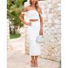 imagePRETTYGARDEN Women Sexy Two Piece Outfits Summer Off Shoulder Ruched Bodycon Mesh Cocktail Club Skirt Sets 2025White