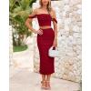 imagePRETTYGARDEN Women Sexy Two Piece Outfits Summer Off Shoulder Ruched Bodycon Mesh Cocktail Club Skirt Sets 2025Wine Red