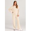 imagePRETTYGARDEN Womens 2 Piece Outfits 2025 Winter Long Sleeve Pullover Tops And Long Pants Lounge Sets TracksuitBeige