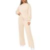 imagePRETTYGARDEN Womens 2 Piece Outfits 2025 Winter Long Sleeve Pullover Tops And Long Pants Lounge Sets TracksuitBeige