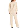 imagePRETTYGARDEN Womens 2 Piece Outfits 2025 Winter Long Sleeve Pullover Tops And Long Pants Lounge Sets TracksuitBeige