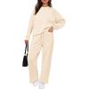 imagePRETTYGARDEN Womens 2 Piece Outfits 2025 Winter Long Sleeve Pullover Tops And Long Pants Lounge Sets TracksuitBeige
