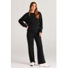 imagePRETTYGARDEN Womens 2 Piece Outfits 2025 Winter Long Sleeve Pullover Tops And Long Pants Lounge Sets TracksuitBlack