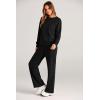 imagePRETTYGARDEN Womens 2 Piece Outfits 2025 Winter Long Sleeve Pullover Tops And Long Pants Lounge Sets TracksuitBlack
