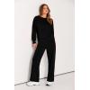 imagePRETTYGARDEN Womens 2 Piece Outfits 2025 Winter Long Sleeve Pullover Tops And Long Pants Lounge Sets TracksuitBlack