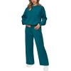 imagePRETTYGARDEN Womens 2 Piece Outfits 2025 Winter Long Sleeve Pullover Tops And Long Pants Lounge Sets TracksuitBlue Green