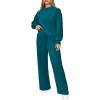 imagePRETTYGARDEN Womens 2 Piece Outfits 2025 Winter Long Sleeve Pullover Tops And Long Pants Lounge Sets TracksuitBlue Green