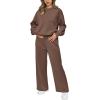imagePRETTYGARDEN Womens 2 Piece Outfits 2025 Winter Long Sleeve Pullover Tops And Long Pants Lounge Sets TracksuitBrown