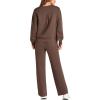imagePRETTYGARDEN Womens 2 Piece Outfits 2025 Winter Long Sleeve Pullover Tops And Long Pants Lounge Sets TracksuitBrown