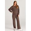 imagePRETTYGARDEN Womens 2 Piece Outfits 2025 Winter Long Sleeve Pullover Tops And Long Pants Lounge Sets TracksuitBrown