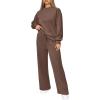 imagePRETTYGARDEN Womens 2 Piece Outfits 2025 Winter Long Sleeve Pullover Tops And Long Pants Lounge Sets TracksuitBrown