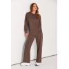imagePRETTYGARDEN Womens 2 Piece Outfits 2025 Winter Long Sleeve Pullover Tops And Long Pants Lounge Sets TracksuitBrown