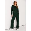 imagePRETTYGARDEN Womens 2 Piece Outfits 2025 Winter Long Sleeve Pullover Tops And Long Pants Lounge Sets TracksuitDark Green