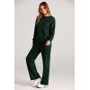 imagePRETTYGARDEN Womens 2 Piece Outfits 2025 Winter Long Sleeve Pullover Tops And Long Pants Lounge Sets TracksuitDark Green