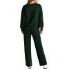 imagePRETTYGARDEN Womens 2 Piece Outfits 2025 Winter Long Sleeve Pullover Tops And Long Pants Lounge Sets TracksuitDark Green