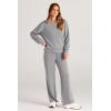 imagePRETTYGARDEN Womens 2 Piece Outfits 2025 Winter Long Sleeve Pullover Tops And Long Pants Lounge Sets TracksuitGrey