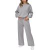imagePRETTYGARDEN Womens 2 Piece Outfits 2025 Winter Long Sleeve Pullover Tops And Long Pants Lounge Sets TracksuitGrey