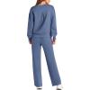 imagePRETTYGARDEN Womens 2 Piece Outfits 2025 Winter Long Sleeve Pullover Tops And Long Pants Lounge Sets TracksuitGrey Blue