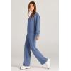 imagePRETTYGARDEN Womens 2 Piece Outfits 2025 Winter Long Sleeve Pullover Tops And Long Pants Lounge Sets TracksuitGrey Blue