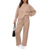 imagePRETTYGARDEN Womens 2 Piece Outfits 2025 Winter Long Sleeve Pullover Tops And Long Pants Lounge Sets TracksuitKhaki