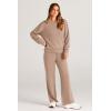 imagePRETTYGARDEN Womens 2 Piece Outfits 2025 Winter Long Sleeve Pullover Tops And Long Pants Lounge Sets TracksuitKhaki