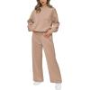 imagePRETTYGARDEN Womens 2 Piece Outfits 2025 Winter Long Sleeve Pullover Tops And Long Pants Lounge Sets TracksuitKhaki