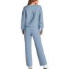 imagePRETTYGARDEN Womens 2 Piece Outfits 2025 Winter Long Sleeve Pullover Tops And Long Pants Lounge Sets TracksuitLight Blue