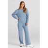 imagePRETTYGARDEN Womens 2 Piece Outfits 2025 Winter Long Sleeve Pullover Tops And Long Pants Lounge Sets TracksuitLight Blue