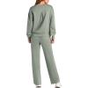 imagePRETTYGARDEN Womens 2 Piece Outfits 2025 Winter Long Sleeve Pullover Tops And Long Pants Lounge Sets TracksuitLight Green