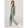 imagePRETTYGARDEN Womens 2 Piece Outfits 2025 Winter Long Sleeve Pullover Tops And Long Pants Lounge Sets TracksuitLight Green