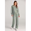 imagePRETTYGARDEN Womens 2 Piece Outfits 2025 Winter Long Sleeve Pullover Tops And Long Pants Lounge Sets TracksuitLight Green