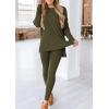 imagePRETTYGARDEN Womens 2 Piece Outfits Casual Long Sleeve Tunic Tops Legging Pants Matching Lounge Sets SweatsuitsArmy Green