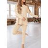 imagePRETTYGARDEN Womens 2 Piece Outfits Casual Long Sleeve Tunic Tops Legging Pants Matching Lounge Sets SweatsuitsBeige