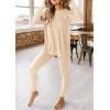 imagePRETTYGARDEN Womens 2 Piece Outfits Casual Long Sleeve Tunic Tops Legging Pants Matching Lounge Sets SweatsuitsBeige