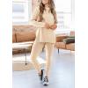 imagePRETTYGARDEN Womens 2 Piece Outfits Casual Long Sleeve Tunic Tops Legging Pants Matching Lounge Sets SweatsuitsBeige