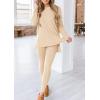 imagePRETTYGARDEN Womens 2 Piece Outfits Casual Long Sleeve Tunic Tops Legging Pants Matching Lounge Sets SweatsuitsBeige