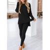 imagePRETTYGARDEN Womens 2 Piece Outfits Casual Long Sleeve Tunic Tops Legging Pants Matching Lounge Sets SweatsuitsBlack
