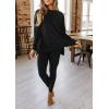 imagePRETTYGARDEN Womens 2 Piece Outfits Casual Long Sleeve Tunic Tops Legging Pants Matching Lounge Sets SweatsuitsBlack
