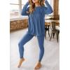 imagePRETTYGARDEN Womens 2 Piece Outfits Casual Long Sleeve Tunic Tops Legging Pants Matching Lounge Sets SweatsuitsBlue