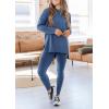 imagePRETTYGARDEN Womens 2 Piece Outfits Casual Long Sleeve Tunic Tops Legging Pants Matching Lounge Sets SweatsuitsBlue